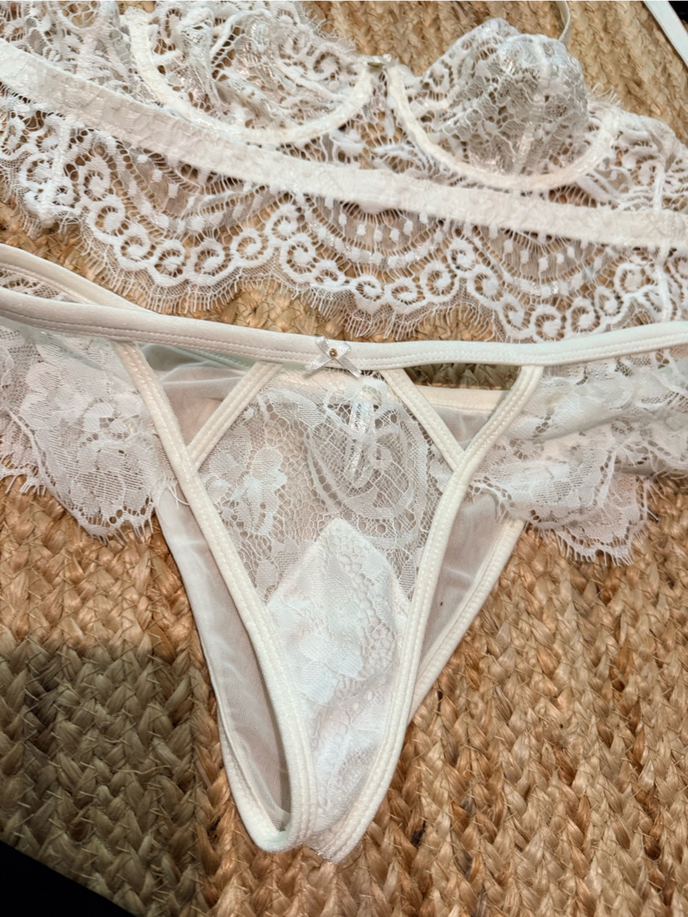 Gooseberry intimidates bridal white Delicate White Lace Bralette and panty Set - Picture 3 of 9